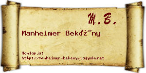 Manheimer Bekény névjegykártya
